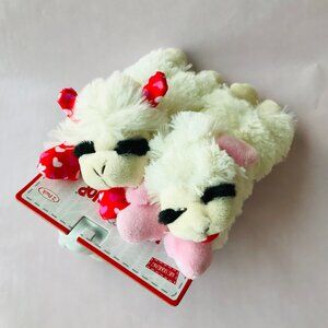 Multipet  LAMB CHOP w Heart DOG Toys  Squeak  Set of 2    Size : 7 "